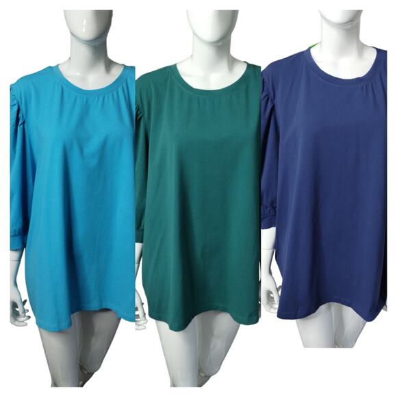 The Drop Womens Mariko Puff-Sleeve Crew-Neck Stretch Jersey T-Shirt size 5X 3pcs - Picture 2 of 13